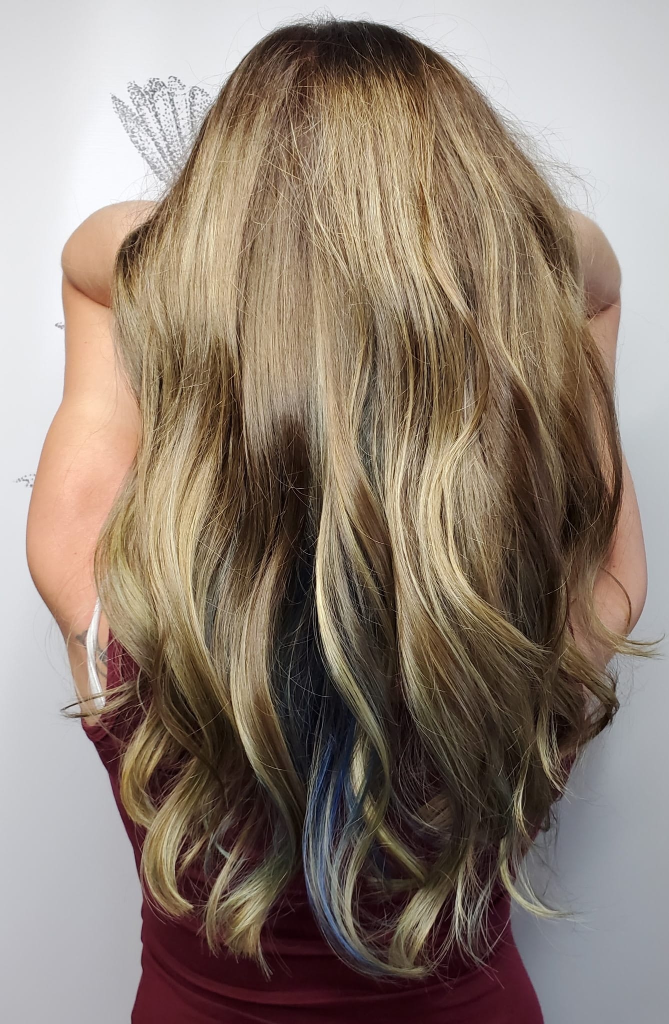 Long blonde balayage and highlights