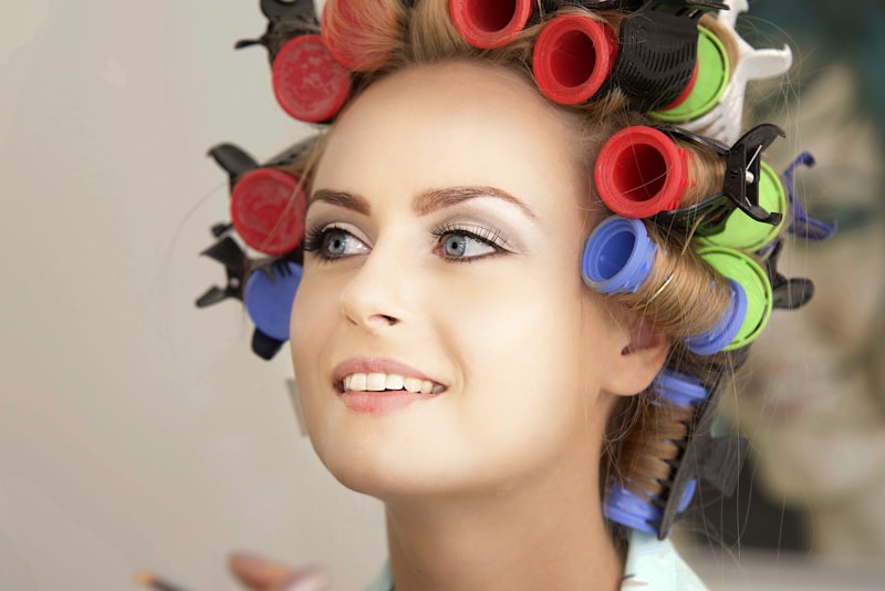 Perm rollers in hair — classic perm process
